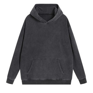 Sweat-shirt à capuche pour homme, manches longues, couleur unie, style vintage, délavé, simple et tendance, collection automne, personnalisable pour fabricants de vêtements - Product Image 1