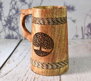 Mug en bois écologique, tasse en bois naturel rustique, mug à café ou à thé en bois, articles de boisson pour l'exportation mondiale. - Product Image 3