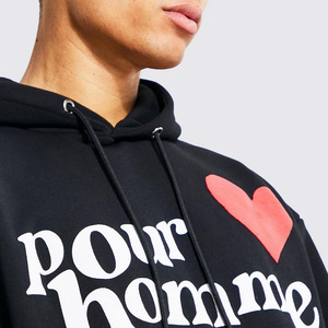 ชุดวอร์มผู้ชายสีดำมีฮู้ด พิมพ์ลาย Pour Homme พร้อมกางเกงลายกราฟิก สไตล์สตรีทแวร์ เสื้อสเวตเชิ้ตขายาวและกางเกงจ็อกเกอร์ - Product Image 6