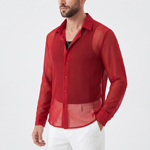 Camisa Transparente para Hombre, 100% Poliéster, Estilo Moderno, Sexy, Ligera, con Cuello Camisero, para Discoteca - Product Image 1