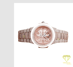 Reloj de Diseño en Oro Rosa con Brillantes Detalles de Diamantes Moissanite y un Atractivo de Lujo Exclusivo - Product Image 1