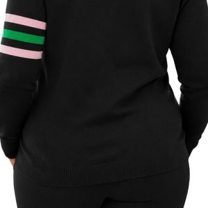 Cardigan noir pour femme, boutonné sur le devant, à manches longues, pull décontracté, tricot tendance avec détail rayé sur les manches, vêtements chauds pour femmes - Product Image 6