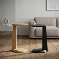 Table d'appoint en bois minimaliste moderne avec plateau rond pour le mobilier de salon