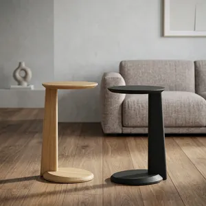 Modern Minimalist Wooden <b>Side</b> <b>Table</b> with <b>Round</b> Top for Living Room Furniture - Product Image 4