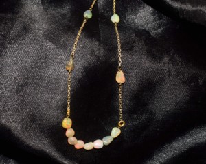 925 Sterling Silver Gold Plated Natural <b>Opal</b> Gemstone Beaded Handcrafted <b>Necklace</b> for Women - Product Image 4