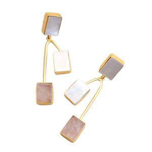 Aretes de Aro de Latón al por Mayor, Diseño de Piedra Natural en Bruto, Acabado de Latón Antiguo, Patrón de Diseñador Único, Premium, Listos para B2B - Product Image 3