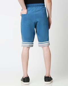 Shorts Bermuda pour homme, bleu uni, avec cordon de serrage et bande latérale, vêtements décontractés - Product Image 3