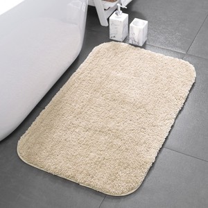 Minimalist Rectangle Bath Mat Solid Color Microfiber With Rubber Backing Absorbent For Bathroom Floor - Product Image 4