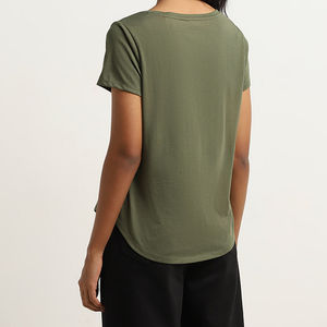 T-shirt pour femme de qualité supérieure, 100% coton respirant, col rond, manches courtes, uni, avec logo imprimé, nouvelle arrivée - Product Image 4