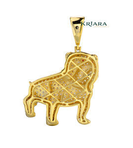 Colgante de Bulldog de Plata 925 con Diamante Redondo Cultivado en Laboratorio, Amuleto con Diseño de Animal de Lujo Unisex - Product Image 5