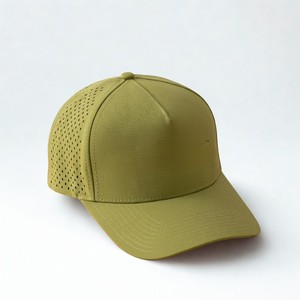 Custom Logo 6 Panel Snapback <b>Cap</b> Black Perforated Side Embroidered Logo Adjustable Baseball <b>Hat</b> for Casual Outdoor Wear - Product Image 2