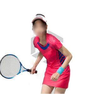 Tenue de tennis pour femmes en Spandex/Polyester, respirante et anti-humidité, pour toutes les saisons, avec logo personnalisable sur le devant - Product Image 2