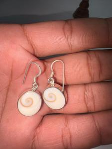 Modernos y Elegantes Pendientes de Aro/Redondos de Plata de Ley 925 con Ojo de Shiva, Estilo Budista Tibetano, con Piedra Preciosa Natural Redonda, Estilo Bohemio - Product Image 6