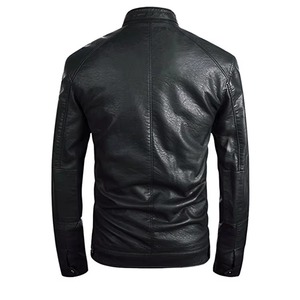 Chaqueta de Cuero para Hombre de Alta Calidad con Logotipo Personalizado, Cuello Alto de Lona, Resistente al Viento, Transpirable, Diseño Urbano - Product Image 3