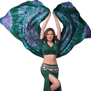 Pañuelos de seda profesionales para danza y coreografía, 100% seda de morera, velo giratorio teñido a mano en colores para disfraz de escenario. - Product Image 2