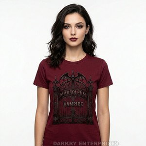 Camiseta Gótica Personalizada para Mujer, Fabricante de Camisetas con Estampado Gráfico de Castillo de Vampiros, 100% Algodón, Corte Ajustado, Estilo Punk Rock, Tops de Verano para Mujer, OEM - Product Image 6