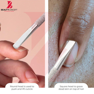Trendy Dual Sided Metal Cuticle Pusher Dead Skin Scraper Professional Manicure Tool with Custom Blister Packaging - Product Image 5