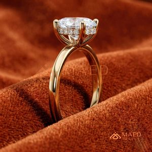 Gold Oval Cut <b>Solitaire</b> <b>Ring</b> for Women Luxury Engagement Style Sparkling Jewelry Gift Design - Product Image 3