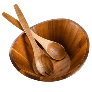 Bol à salade en bois fait main Artizon Studio avec cuillère, classique, écologique, non traité, idéal pour offrir, pour la maison ou la restauration - Product Image 6