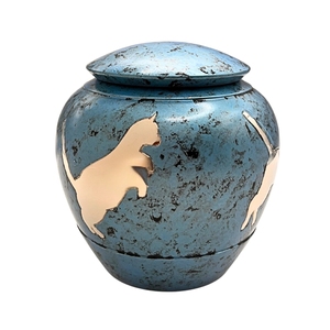 Green Pet Cremation <b>Urn</b> with Orange <b>Cat</b> Silhouettes Customizable Design for Dog or <b>Cat</b> Memorial Keepsake Jar - Product Image 5