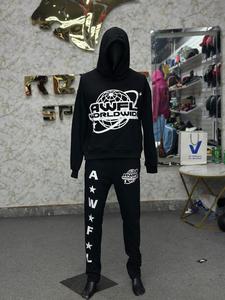 Modern Windbreaker <b>Tracksuit</b> Hooded <b>Tracksuit</b> Set Full Length Zipper Loose Fit Streetwear Athletic Wear With <b>Yellow</b> Logo Print - Product Image 2