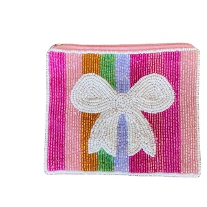 Pochette à monnaie en verre perlé vert de haute qualité, faite à la main, motif cœur de golf, forme carrée, artisanat textile - Product Image 5