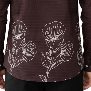 Dark <b>Brown</b> <b>Mens</b> Floral Printed Long Sleeve <b>Shirt</b> Button Down Casual Slim Fit Fashion Dress <b>Shirt</b> Custom Apparel Manufacturer - Product Image 5