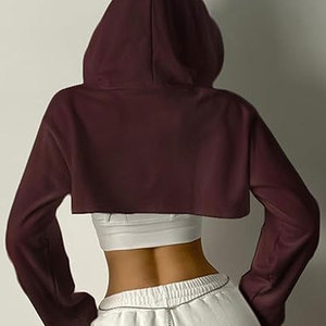 Sudaderas cortas de alta calidad, transpirables, antipilling, de corte ajustado para mujer, diseño personalizado, sudaderas cortas para mujer. - Product Image 4