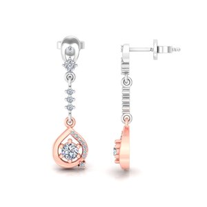 Pendientes Largos con Borlas de Oro Sólido de 10k, 14k, 18k con Diamantes Cultivados en Laboratorio de Corte Redondo para Regalo, Fiesta, Aniversario y Uso Diario - Product Image 6