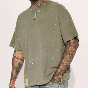 Cotton Custom Men Large 300g Ink Wash <b>Tshirt</b> Manufacturer Blank Cotton T shirt OEM Service ODM Design Latest Design 2026 - Product Image 2