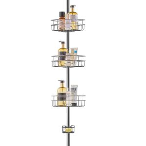 Portaoggetti da Doccia Multifunzionale con Finitura in Plastica Antiruggine, Vassoio Resistente con Capacità di Carico Elevata, 39"-125" di Altezza - Product Image 1
