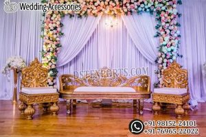 Espectacular Juego de Sofás Plateados para Escenario de Boda, Elegante Juego de Sofás Plateados Tallados para Recepción de Boda, Sofá Loveseat Exclusivo, EE. UU. - Product Image 5