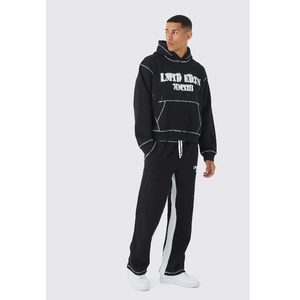 Men's Slim Fit Flared Sweatpants & Hoodie Custom Training Jogging <b>Embroidery</b> Tracksuits Winter Printed Sportswear - Product Image 5