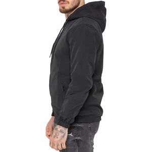 Chándal con Capucha Negro para Hombre, Chaqueta Completa con Bolsillos Laterales, Corte Regular, Estilo Deportivo Informal, Ropa de Otoño, Poliéster Ligero - Product Image 2