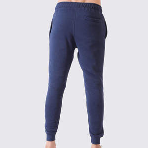 Ensemble de survêtement en molleton pour homme avec logo personnalisé, coupe ajustée, 2 pièces, sweat à capuche et pantalon de jogging, vêtements de sport pour homme, coton, bleu marine uni - Product Image 5