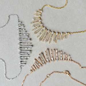 Collares de Diamantes en Capas, Corte Baguette y Redondo, Diamantes Cultivados en Laboratorio, Clásicos para Boda, Novia, Uso Diario, Amuletos de Lujo, Joyería Fina, Oro Sólido de 14K y 18K - Product Image 5