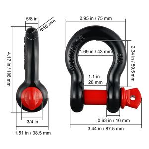 Grillo a D da 5/8 pollici, confezione da 4, in acciaio legato per impieghi gravosi, resistenza alla rottura 28660 libbre (13 tonnellate), per veicoli stradali, con perno a vite da 3/4 pollici per ganci di traino - Product Image 5