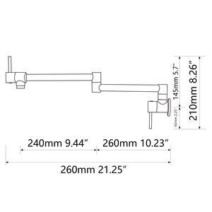 Rubinetto da Cucina a Parete in Ottone 1/2FT NPT, Miscelatore Acqua Fredda a Due Maniglie con Finitura Nichelata e Design Pieghevole - Product Image 6