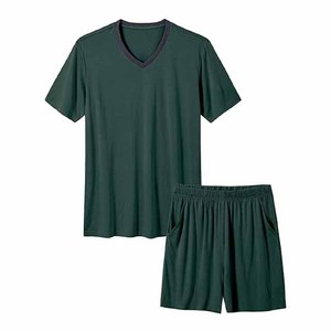 2026 Custom Men's Summer Breathable Casual Embroidered <b>Knitted</b> T-shirts V-Neck Shorts 2-Piece <b>Set</b> - Product Image 1