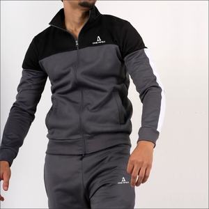 Chándal OEM de alta calidad con cremallera para hombre, ajustado, logotipo bordado personalizado, impermeable, forro polar sólido, ropa de gimnasio para correr en blanco - Product Image 5
