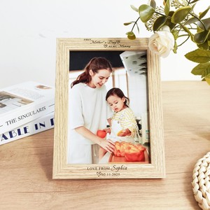 Elegant Natural Wood Photo <b>Frame</b> Rectangle Tabletop Vertical Engraved Handmade Mother's Day Gift - Product Image 5