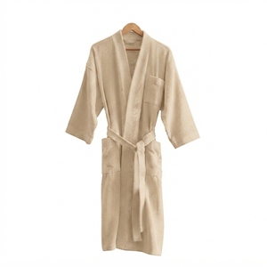Peignoir en coton éponge pour homme, manches longues, couleur unie, doux, décontracté, avec poches, lavable en machine, respirant - Product Image 5