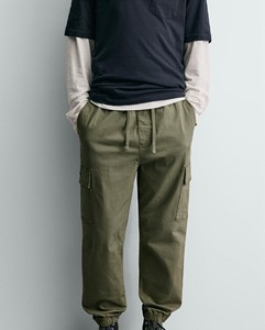 Pantalones Cargo de Pana Impermeables de Pierna Ancha y Corte Ajustado - Product Image 1