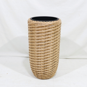 New Design Minimalist Plastic Wicker Tall Cylinder Vase Durable Eco-Friendly Waterproof Garden <b>Plant</b> Flower <b>Basket</b> - Product Image 3