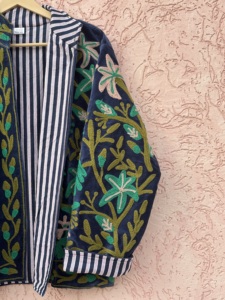 Maaunique Indian Hand Embroidered <b>Velvet</b> Shell <b>Women's</b> Cotton Suzani TNT Jacket Eco-Friendly Breathable Winter <b>Coat</b> Floral - Product Image 3