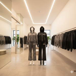 Sweat-shirt à capuche entièrement zippé personnalisé Ranzia Industry avec strass et broderie effet vieilli, et pantalon de jogging assorti - Product Image 5