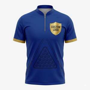 Custom Designed Solid Knitted <b>100</b>% <b>Polyester</b> Formal Men's Sublimation Breathable Quick Dry Short Sleeve Zipper <b>Shirt</b> - Product Image 2