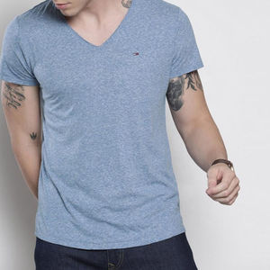 Venta Directa de Fábrica, Camiseta Casual de Manga Corta con Cuello en V para Hombre, 100% Algodón, Corte Regular, Anti-Pilling y de Secado Rápido - Product Image 1