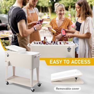 Caja de Plástico Rectangular Blanca de 80QT con Patas de Hierro, 87.5*38.5*91cm, Carro de Aislamiento para Congelador, para Enfriamiento al Aire Libre - Product Image 6