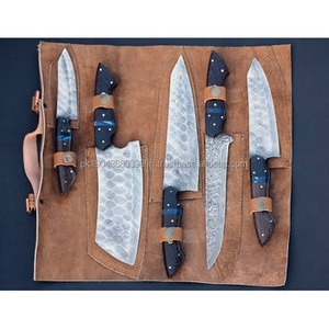Ensemble de 5 couteaux de chef écologiques avec manche en bois de rose, logo personnalisé, couteaux de cuisine professionnels en acier Damas - Product Image 3